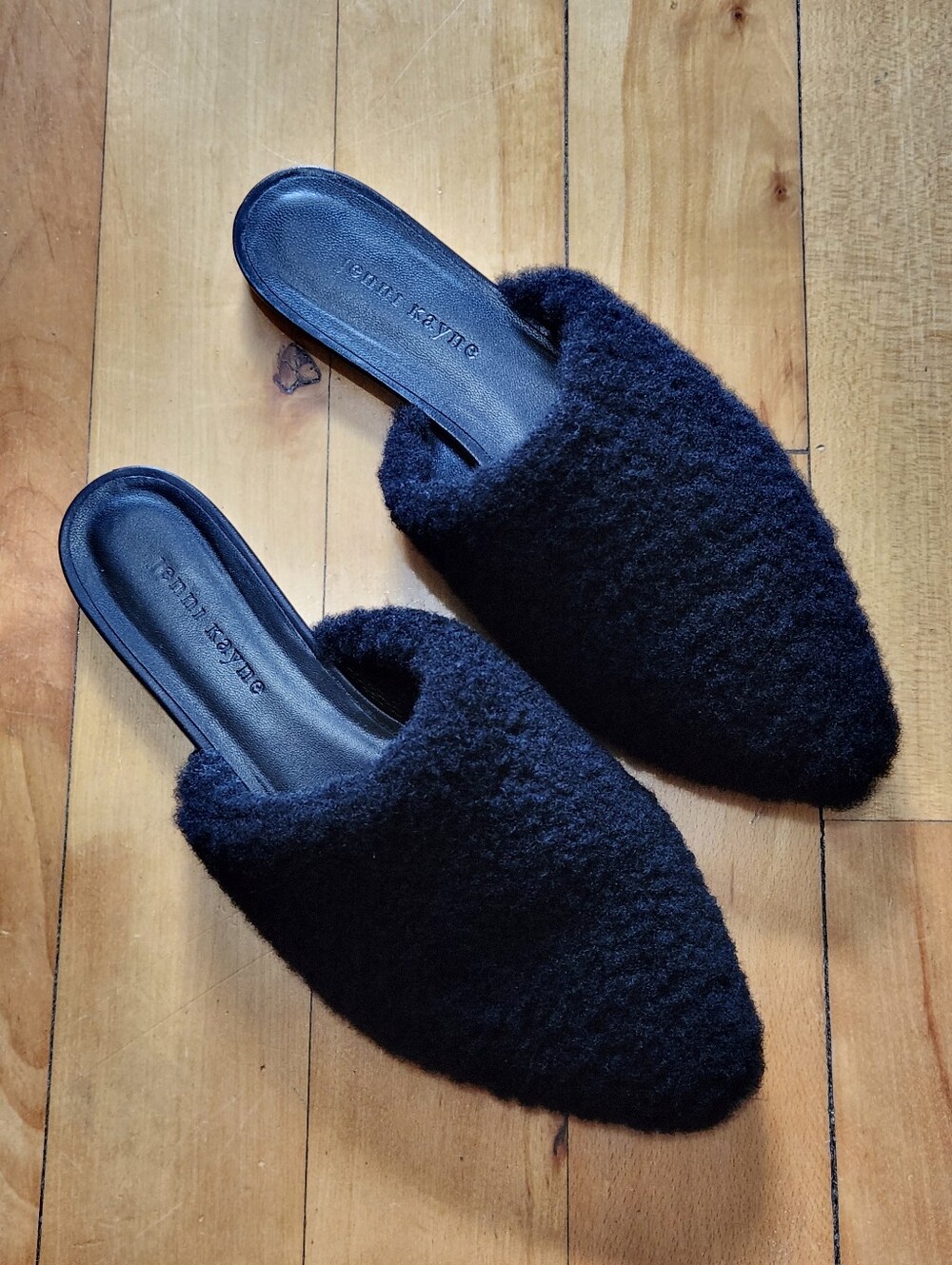 Jenni Kayne Shearling Mules in Black - 40